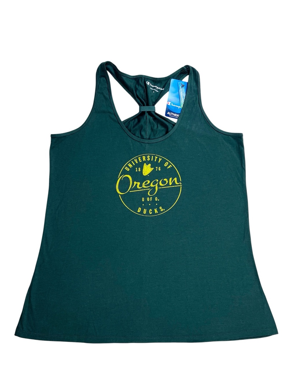 Champion University Of Oregon UO Ducks Green Logo Racerback‎ Tank Top Size Large